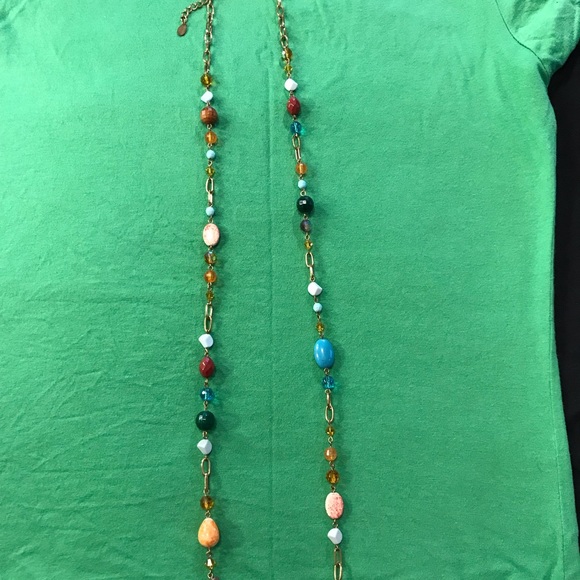 Multi-stone gold-tone necklace - Picture 3 of 4